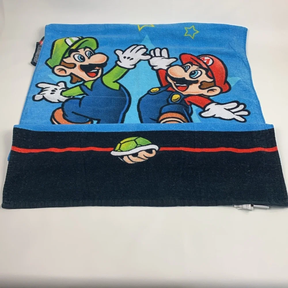 Nintendo Super Mario Bros colorful Blue Beach Towel Video game towel 27x52”